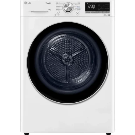 Sèche linge pompe à chaleur LG RH9V51WH Label énergie A++ Capacité XL (9kg) - Tambour 110L Tambour acier aluminisé - silencieux (64 db) - autonettoyage du filtre (condenseur)